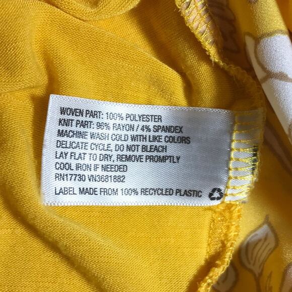 Merona Yellow Floral Scoop Neck Pleated Front Sleeveless Pullover Blouse L - Picture 4 of 6